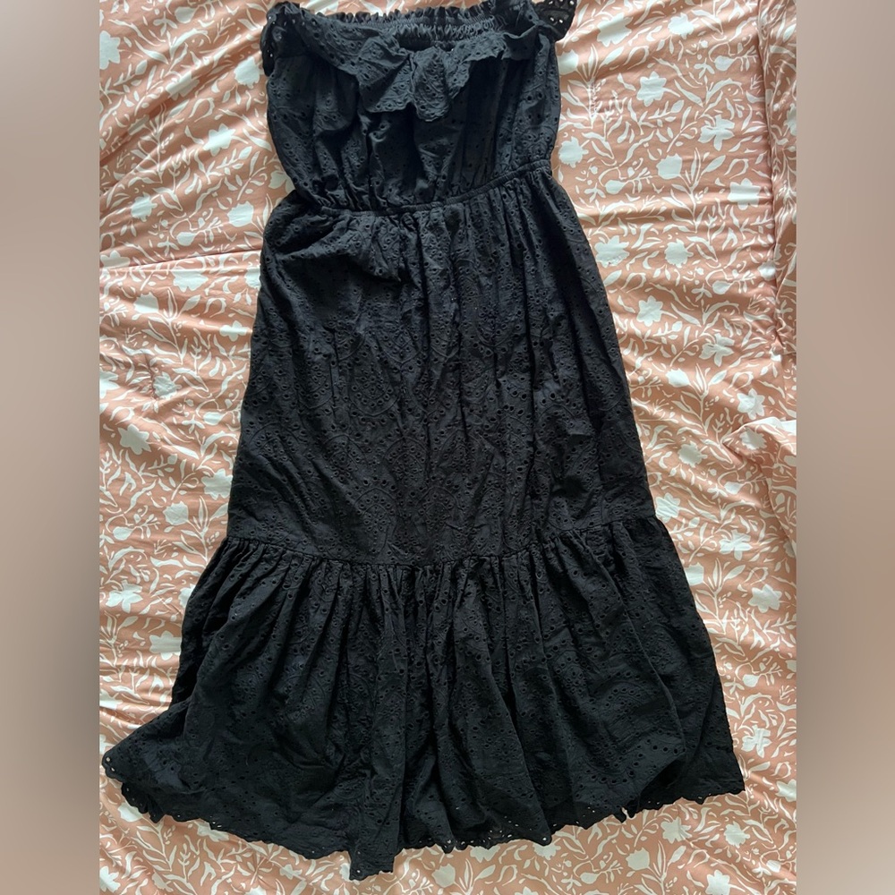 Strapless Black Eyelet Dress